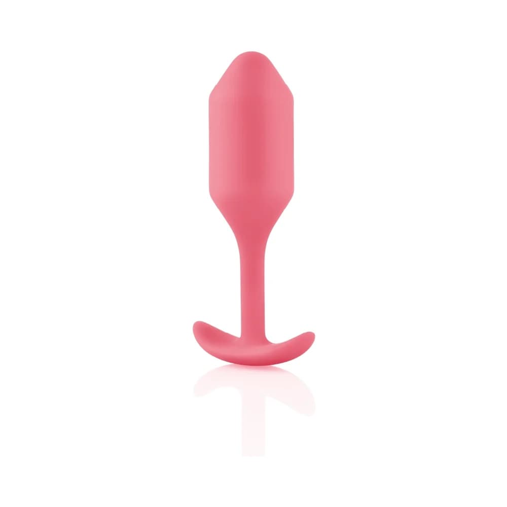 b-Vibe Snug Plug 2 Weighted Silicone Anal Plug Coral thumbnail 4