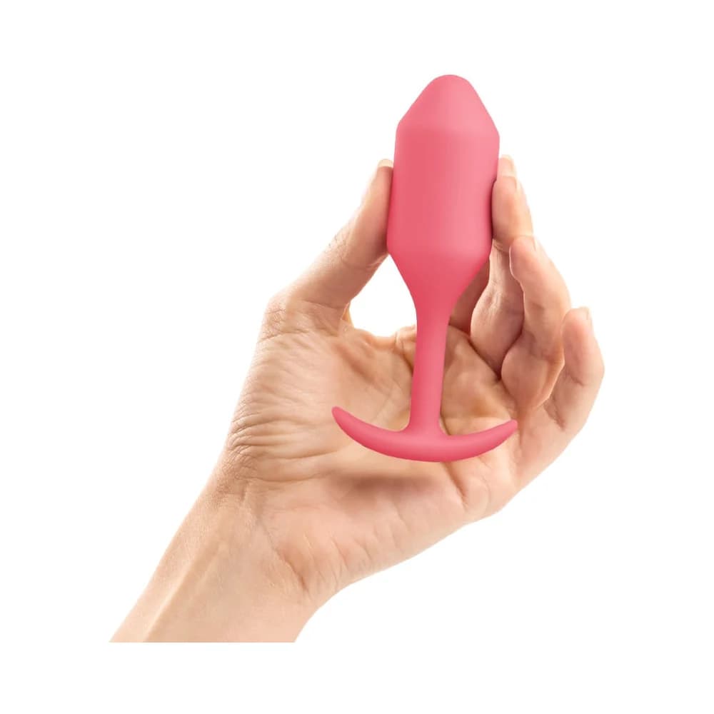 b-Vibe Snug Plug 2 Weighted Silicone Anal Plug Coral thumbnail 6