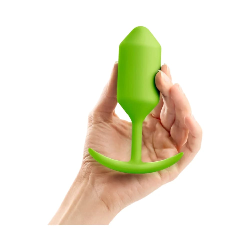 b-Vibe Snug Plug 3 Weighted Silicone Anal Plug Lime thumbnail 6
