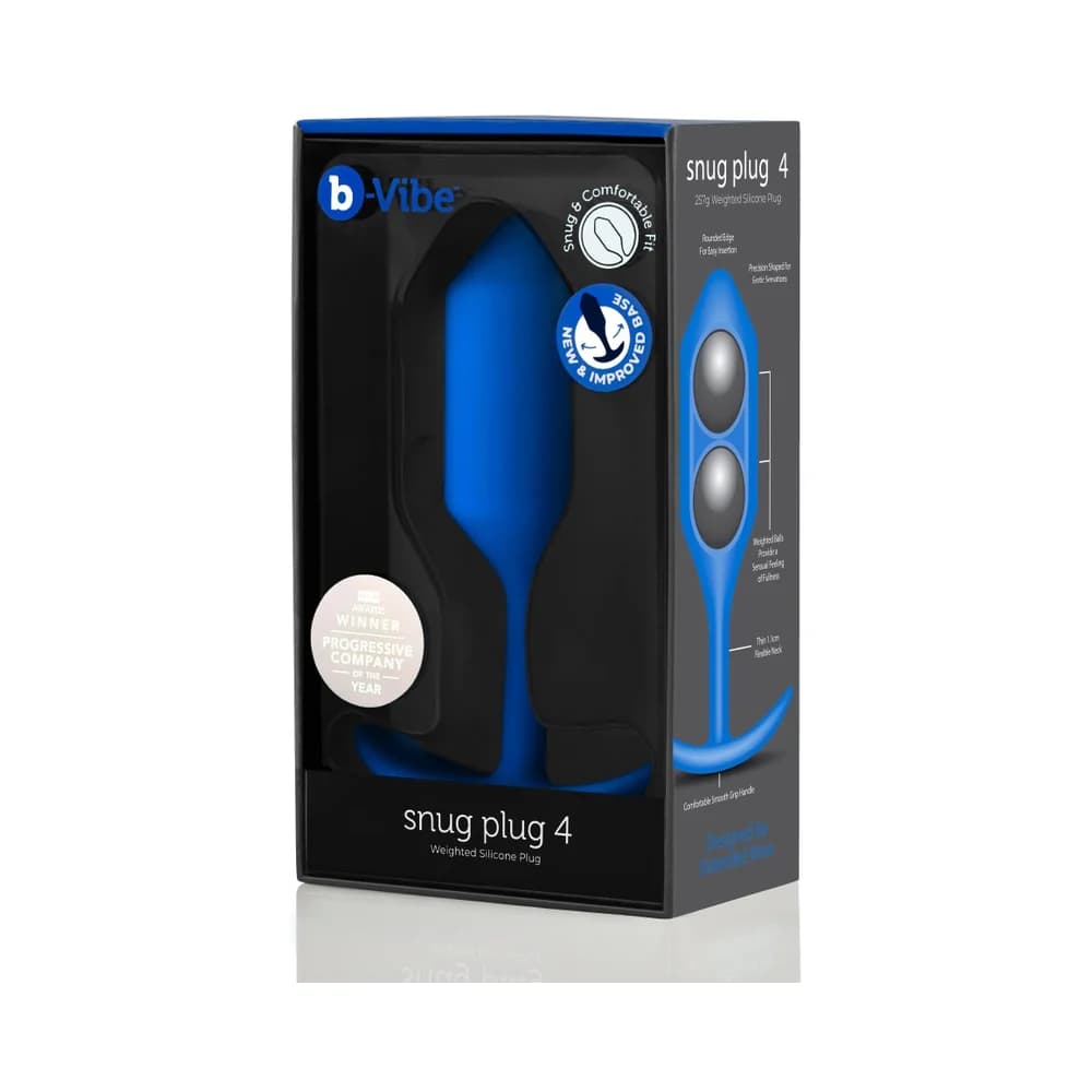 b-Vibe Snug Plug 4 Weighted Silicone Anal Plug Navy thumbnail 2