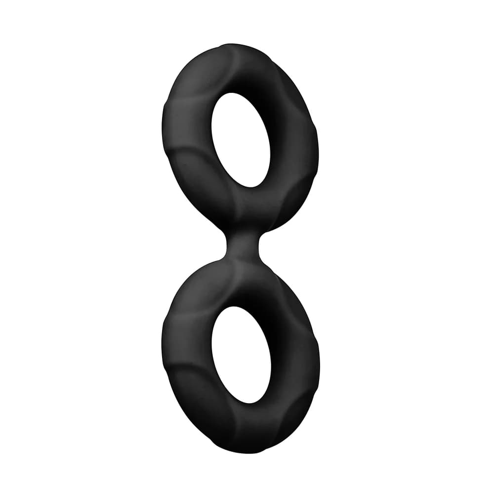 Forto F-81 Liquid Silicone Cock & Ball Double Ring Medium Black thumbnail 3