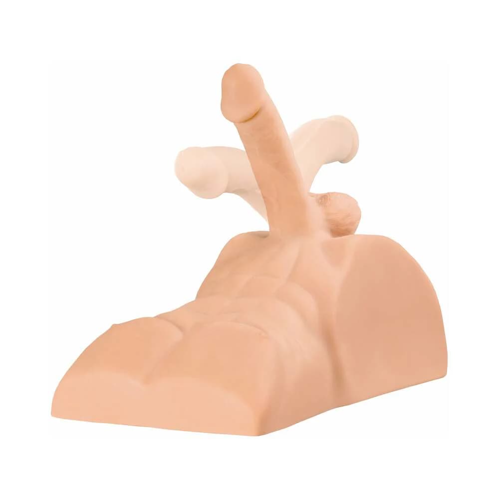 PDX Plus Perfect Ride Anal Masturbator With 6 in. Posable Dildo Beige thumbnail 3