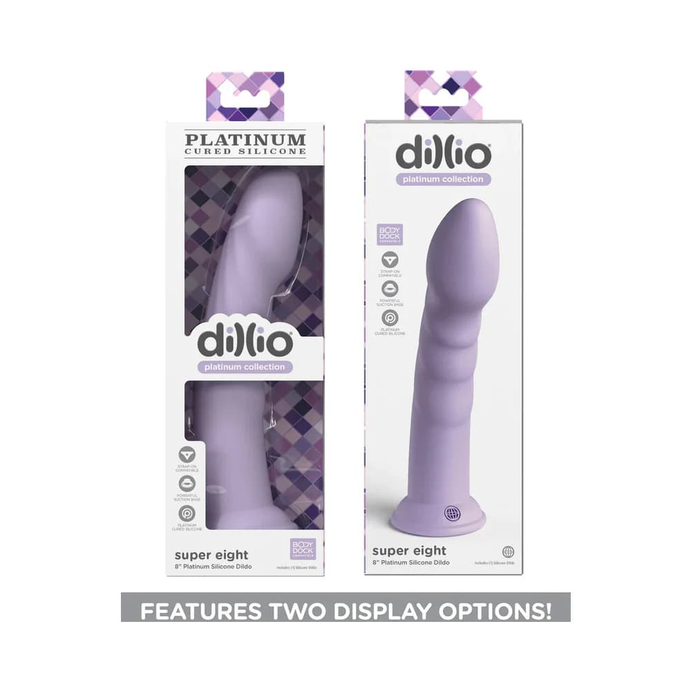 Dillio Platinum Collection Super Eight 8 in. Silicone Dildo Purple thumbnail 5