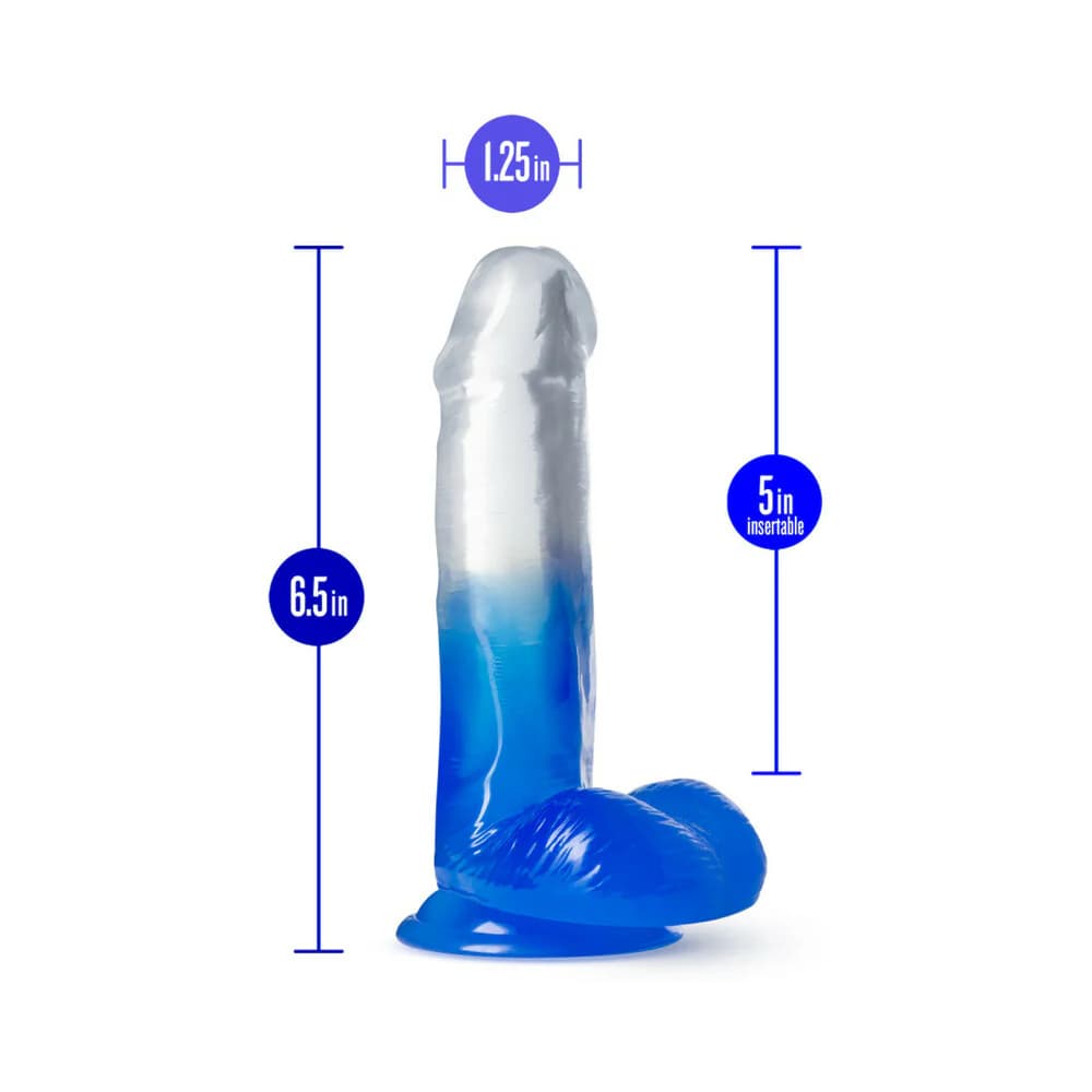 B Yours Stella Blue 6 in. Dildo with Balls Blue thumbnail 6
