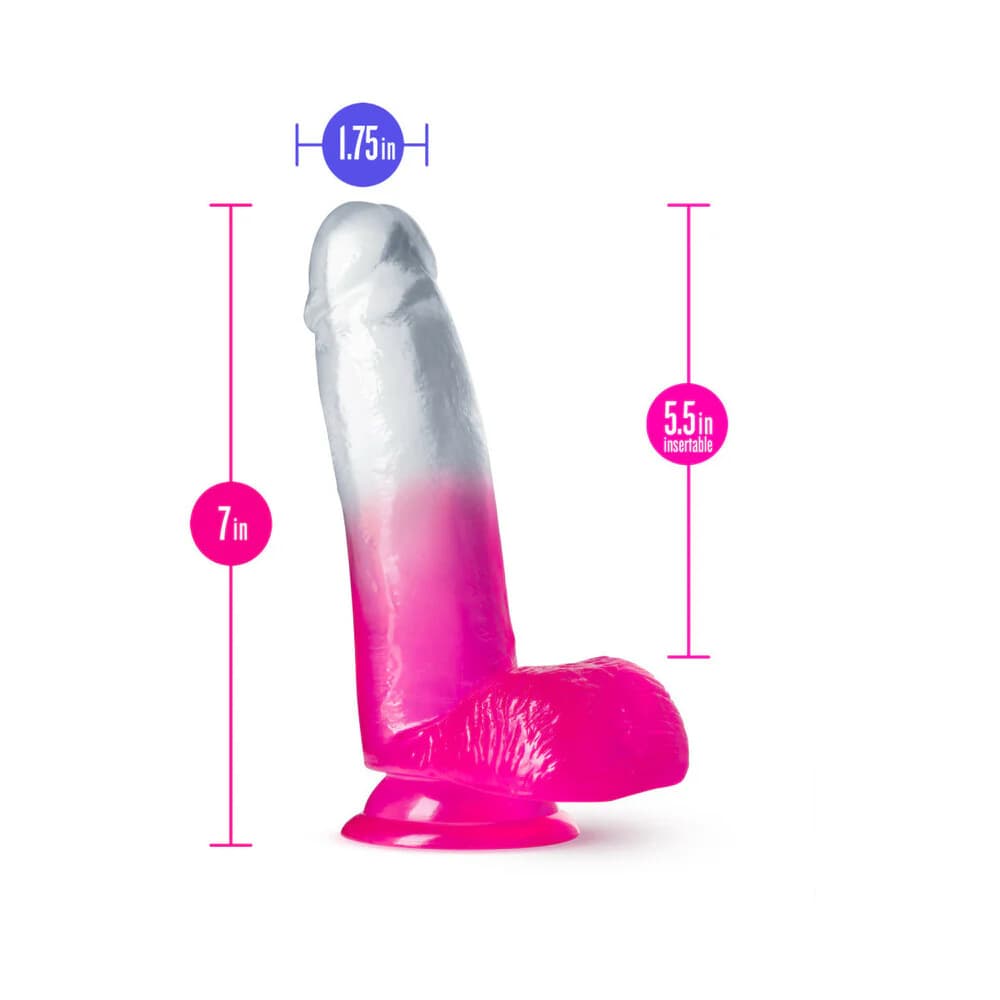 B Yours Sugar Magnolia 7 in. Dildo with Balls Fuchsia thumbnail 6