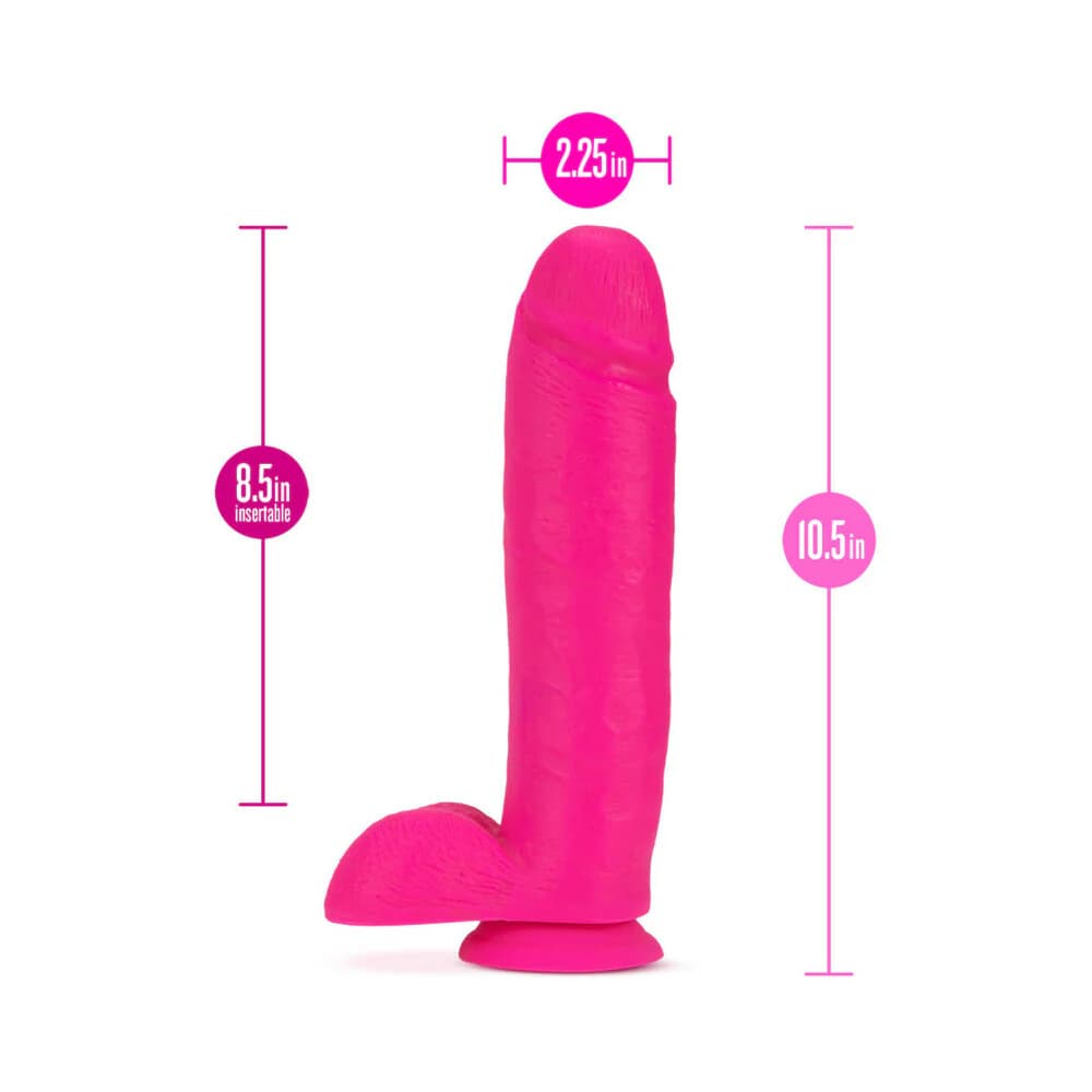 Neo 10 in. Dual Density Dildo with Balls Neon Pink thumbnail 7