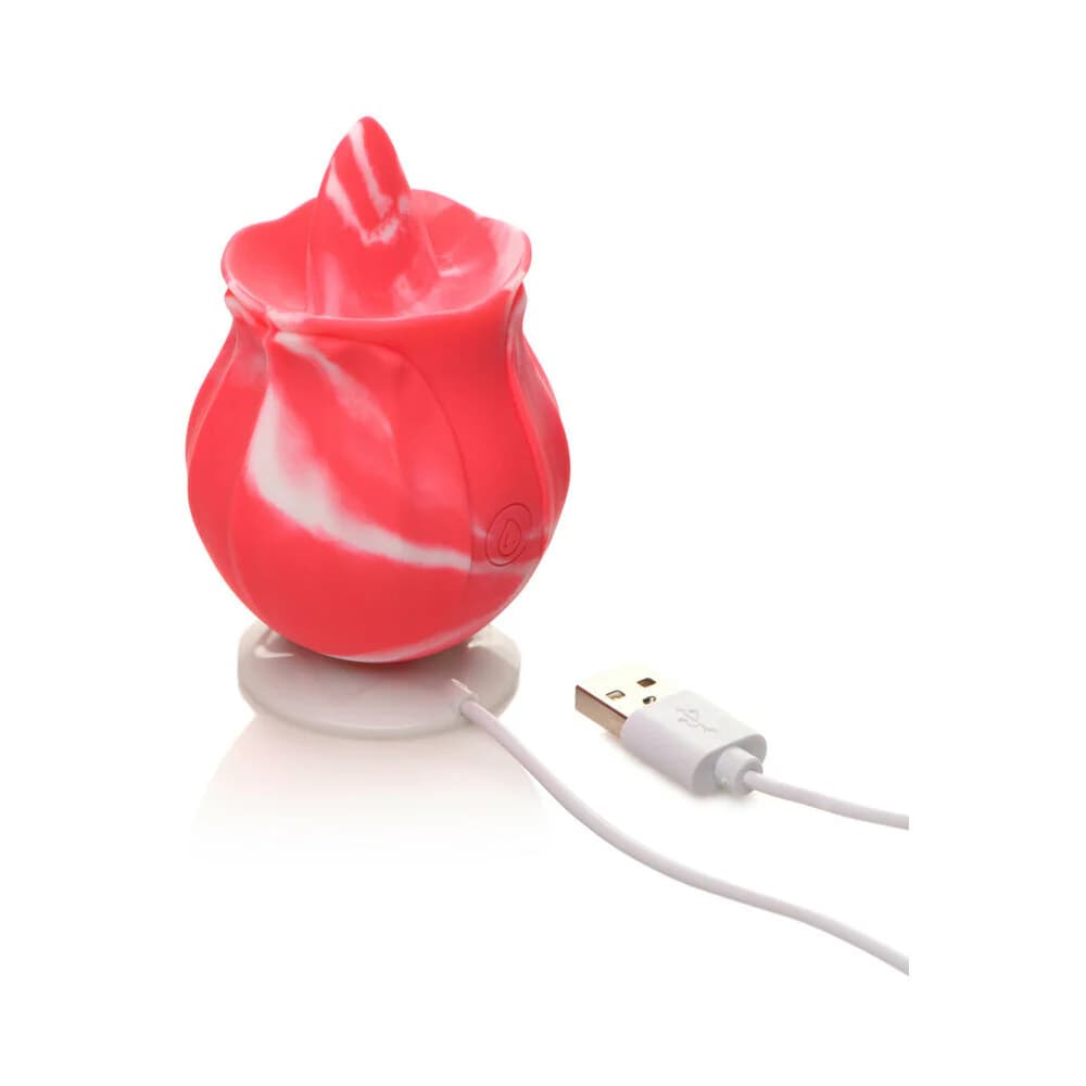 Curve Toys Gossip Cum Into Bloom Rechargeable Silicone Licking Rose Pink Twirl thumbnail 6