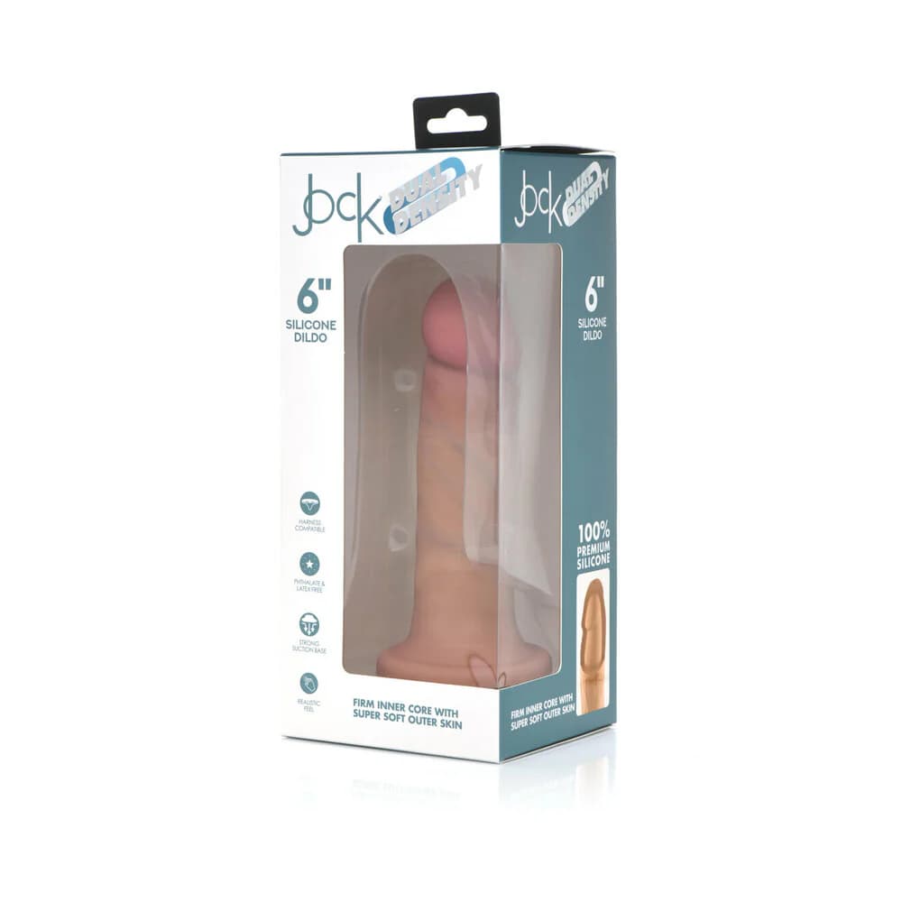Curve Toys Jock Dual Density 6 in. Silicone Dildo with Suction Cup Light thumbnail 2