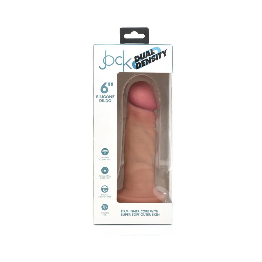 Curve Toys Jock Dual Density 6 in. Silicone Dildo with Suction Cup Light thumbnail 3