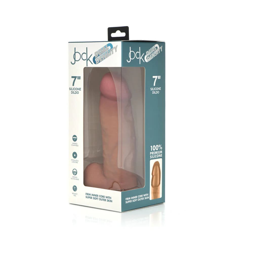 Curve Toys Jock Dual Density 7 in. Silicone Dildo with Balls & Suction Cup Light thumbnail 2