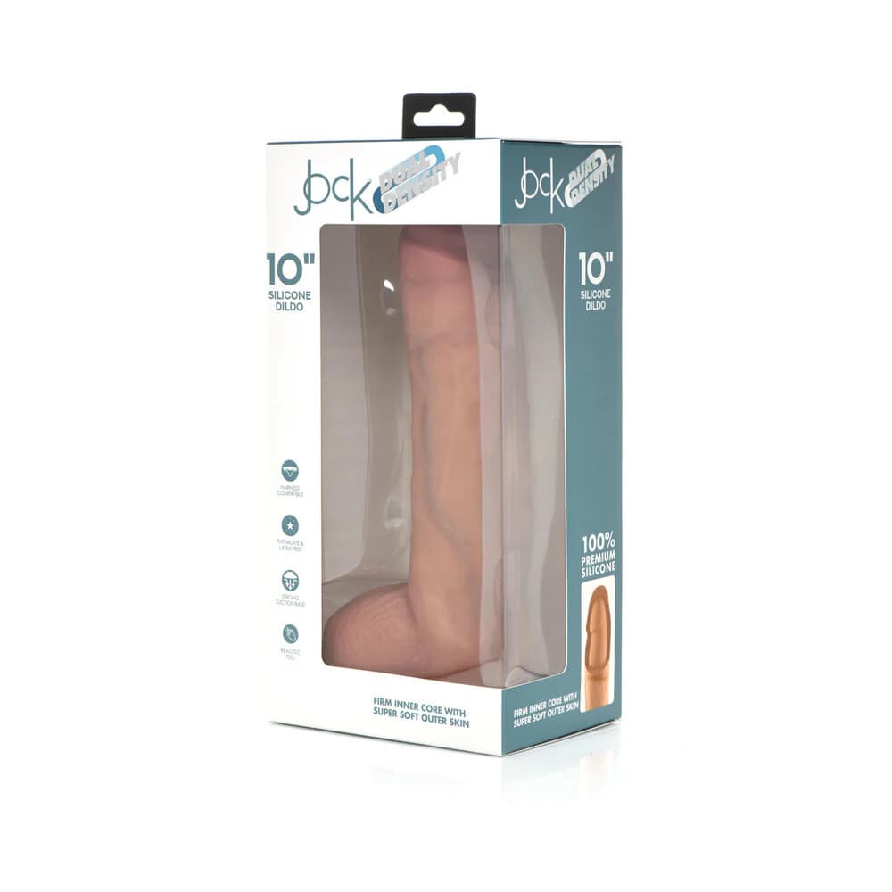 Curve Toys Jock Dual Density 10 in. Silicone Dildo with Balls & Suction Cup Light thumbnail 2