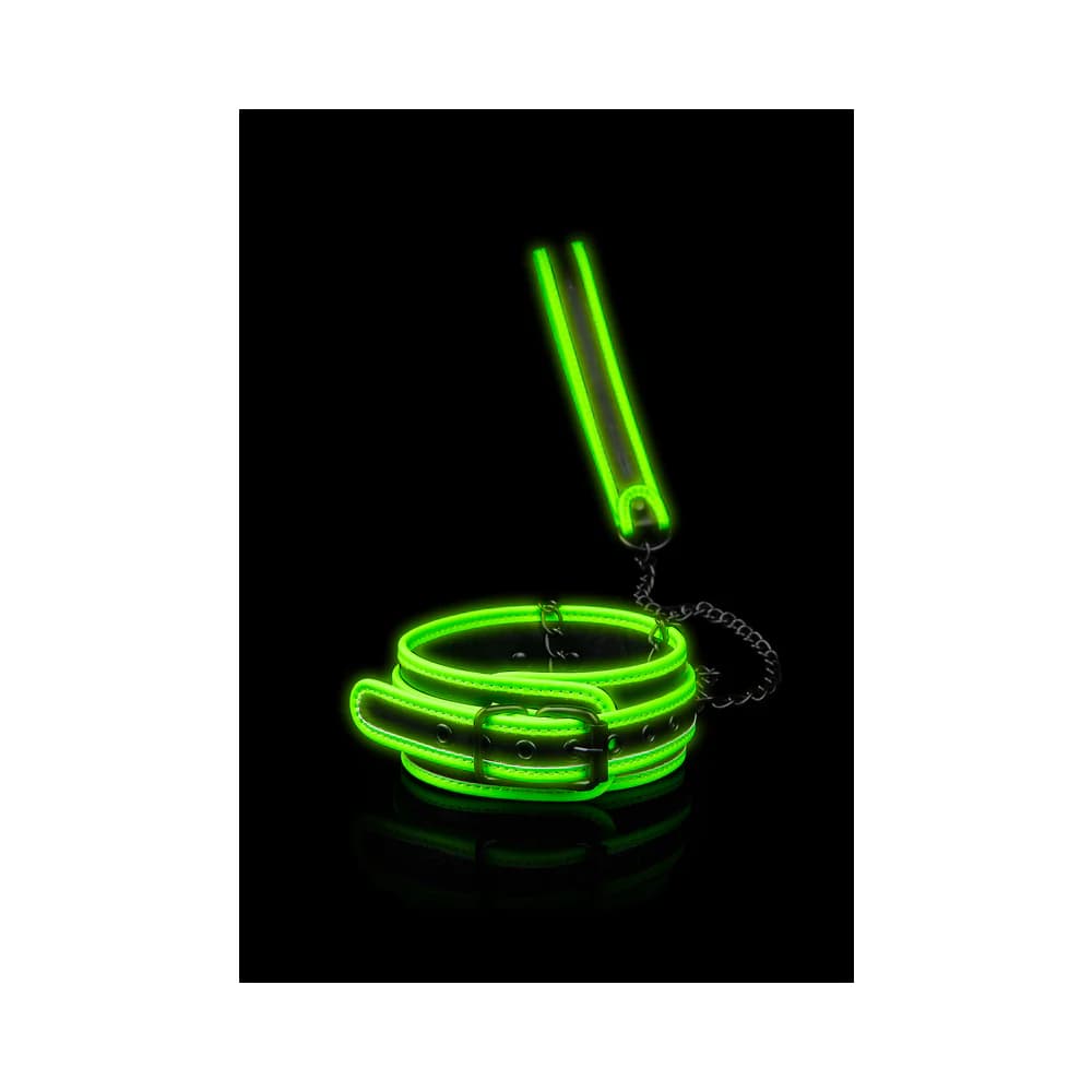 Ouch! Glow in the Dark Collar and Leash Set Neon Green thumbnail 3