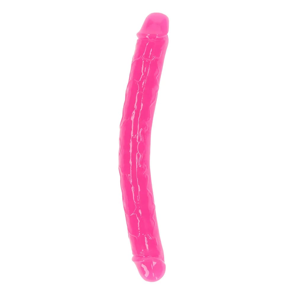 RealRock Glow in the Dark Double Dong 12 in. Dual-Ended Dildo Neon Pink thumbnail 2
