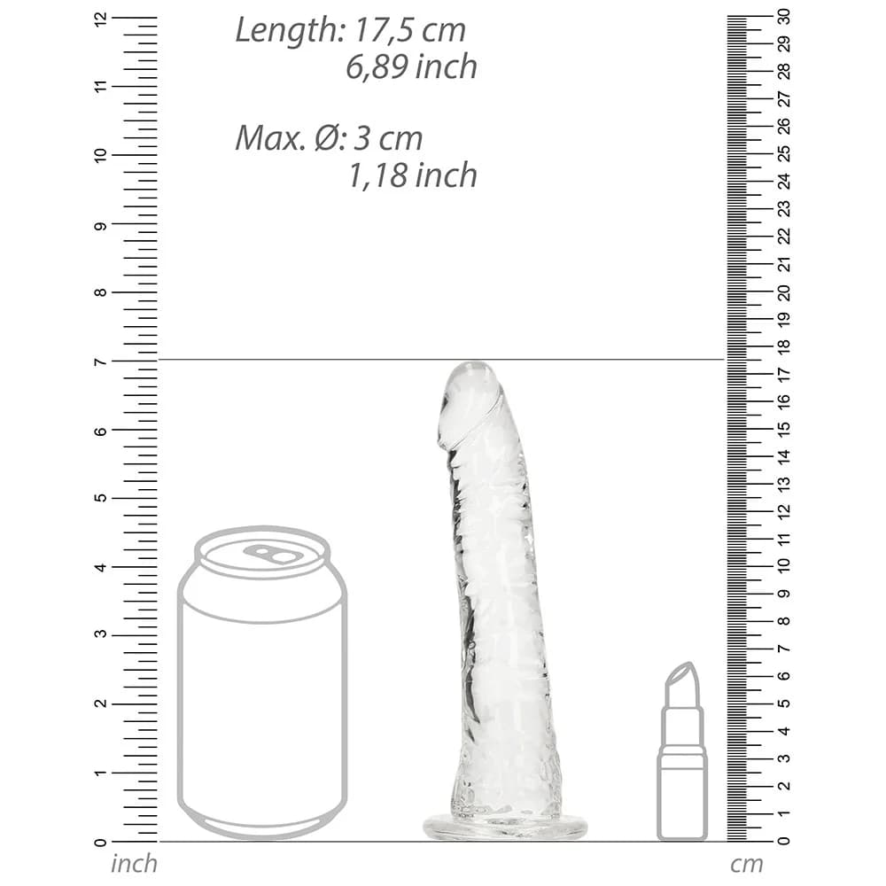 RealRock Crystal Clear Slim 6 in. Dildo Clear thumbnail 7