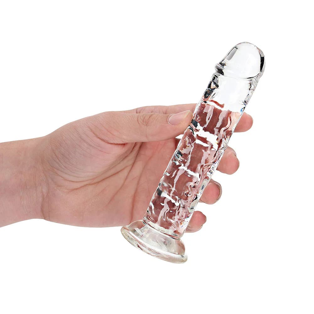 RealRock Crystal Clear Straight 6 in. Dildo Without Balls Clear thumbnail 6