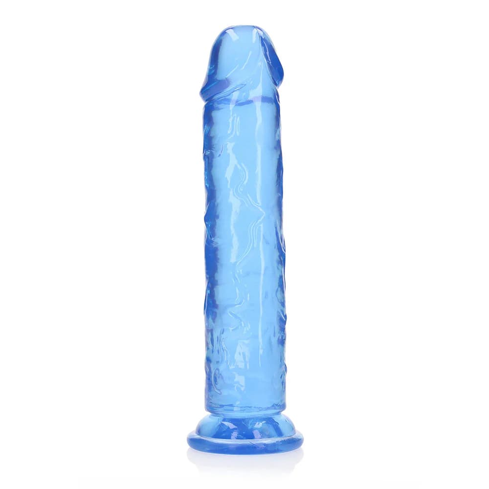 RealRock Crystal Clear Straight 10 in. Dildo Without Balls Blue thumbnail 2