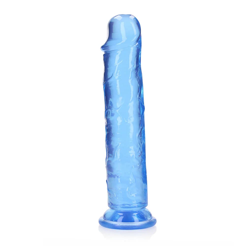 RealRock Crystal Clear Straight 10 in. Dildo Without Balls Blue thumbnail 4