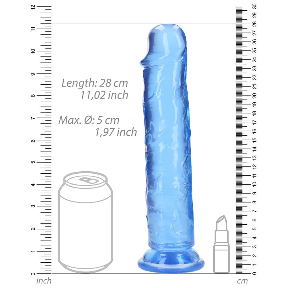 RealRock Crystal Clear Straight 10 in. Dildo Without Balls Blue thumbnail 7