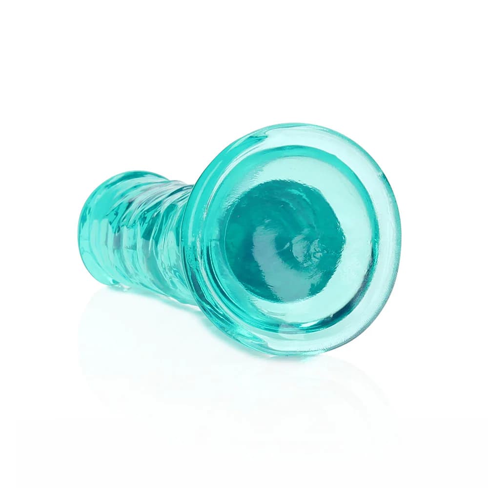 RealRock Crystal Clear Straight 6 in. Dildo Without Balls Turquoise thumbnail 5