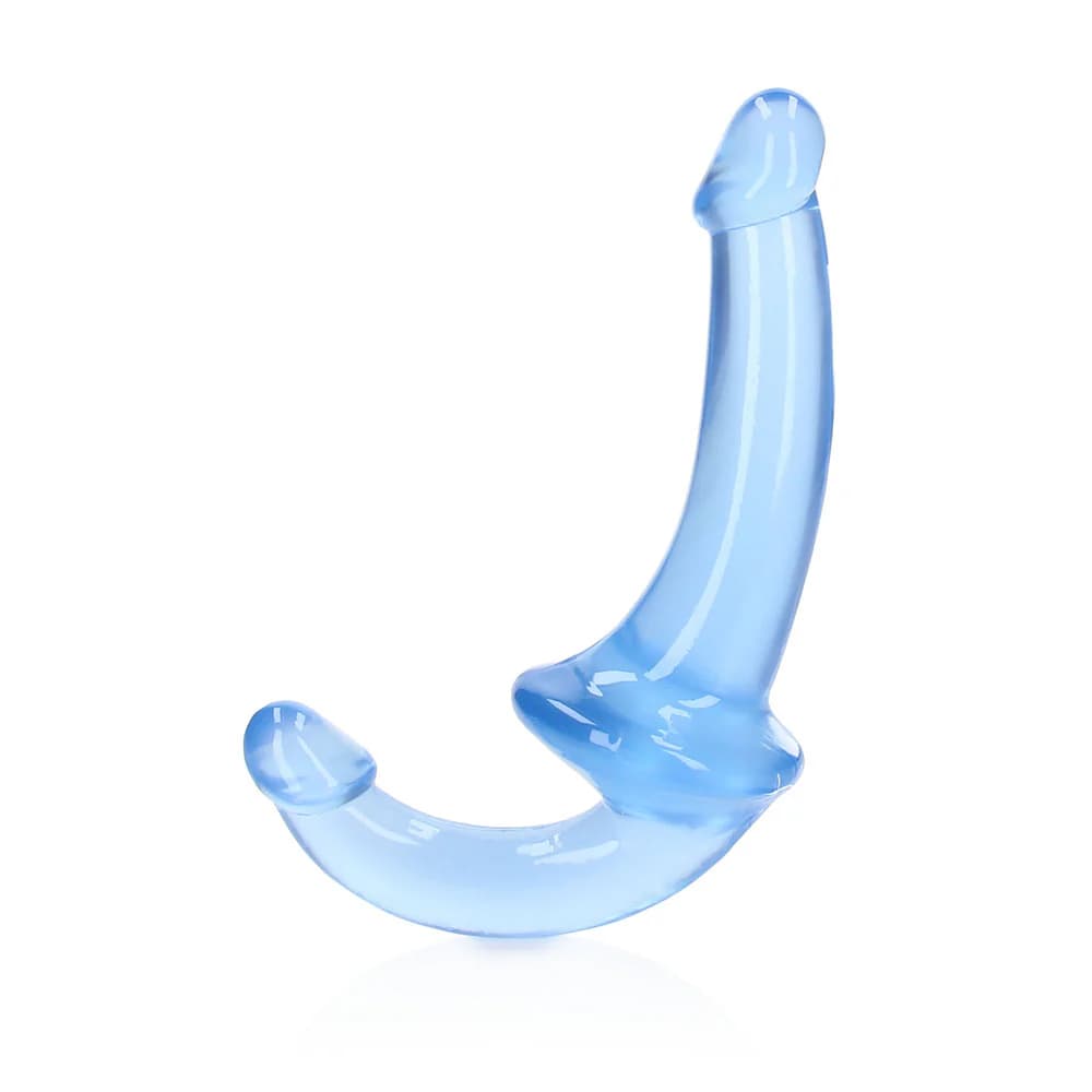 RealRock Crystal Clear 6 in. Strapless Strap-On Dildo Blue thumbnail 2