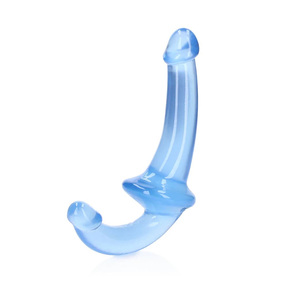 RealRock Crystal Clear 6 in. Strapless Strap-On Dildo Blue thumbnail 3