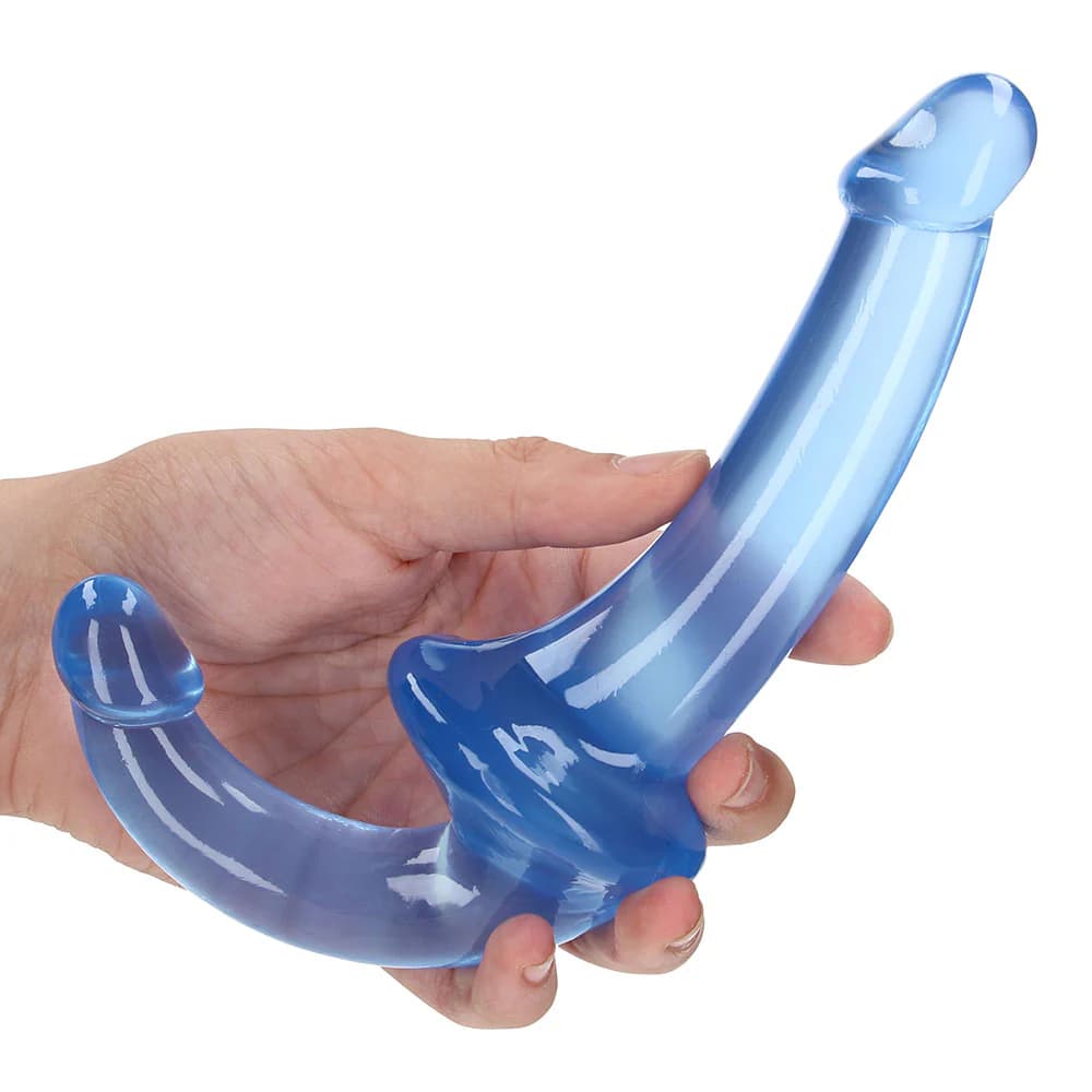RealRock Crystal Clear 6 in. Strapless Strap-On Dildo Blue thumbnail 5
