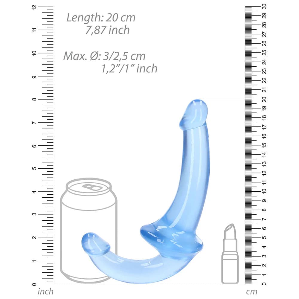 RealRock Crystal Clear 6 in. Strapless Strap-On Dildo Blue thumbnail 6