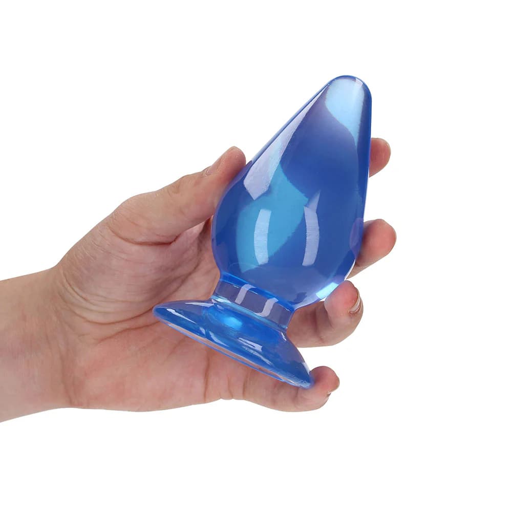 RealRock Crystal Clear 4.5 in. Anal Plug Blue thumbnail 4