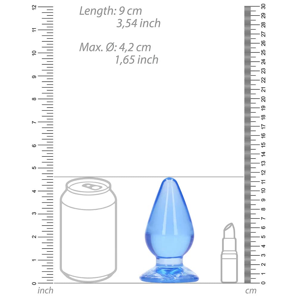 RealRock Crystal Clear 4.5 in. Anal Plug Blue thumbnail 5