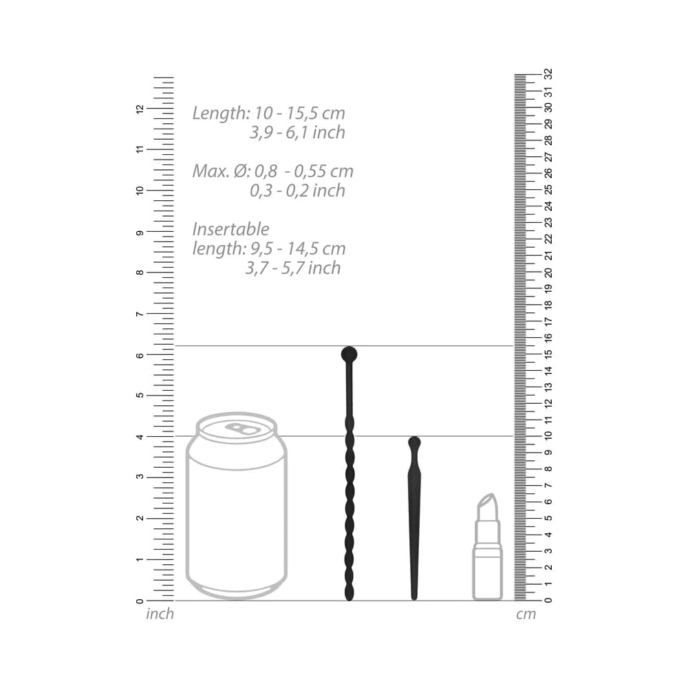 Ouch! Urethral Sounding Beginners Silicone Plug Set Black 8 mm / 10 mm thumbnail 6