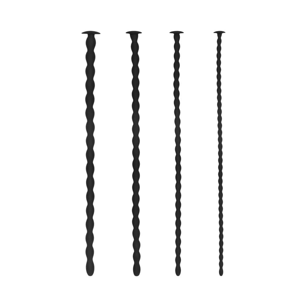 Ouch! Urethral Sounding Advanced Silicone Spiral Screw Plug Set Black 7 mm / 8 mm / 9 mm / 10 mm thumbnail 2