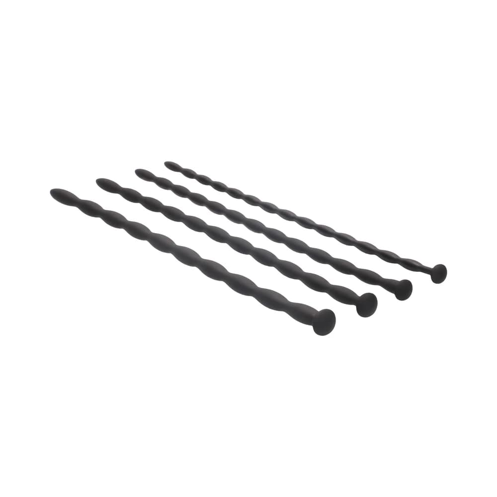 Ouch! Urethral Sounding Advanced Silicone Spiral Screw Plug Set Black 7 mm / 8 mm / 9 mm / 10 mm thumbnail 3