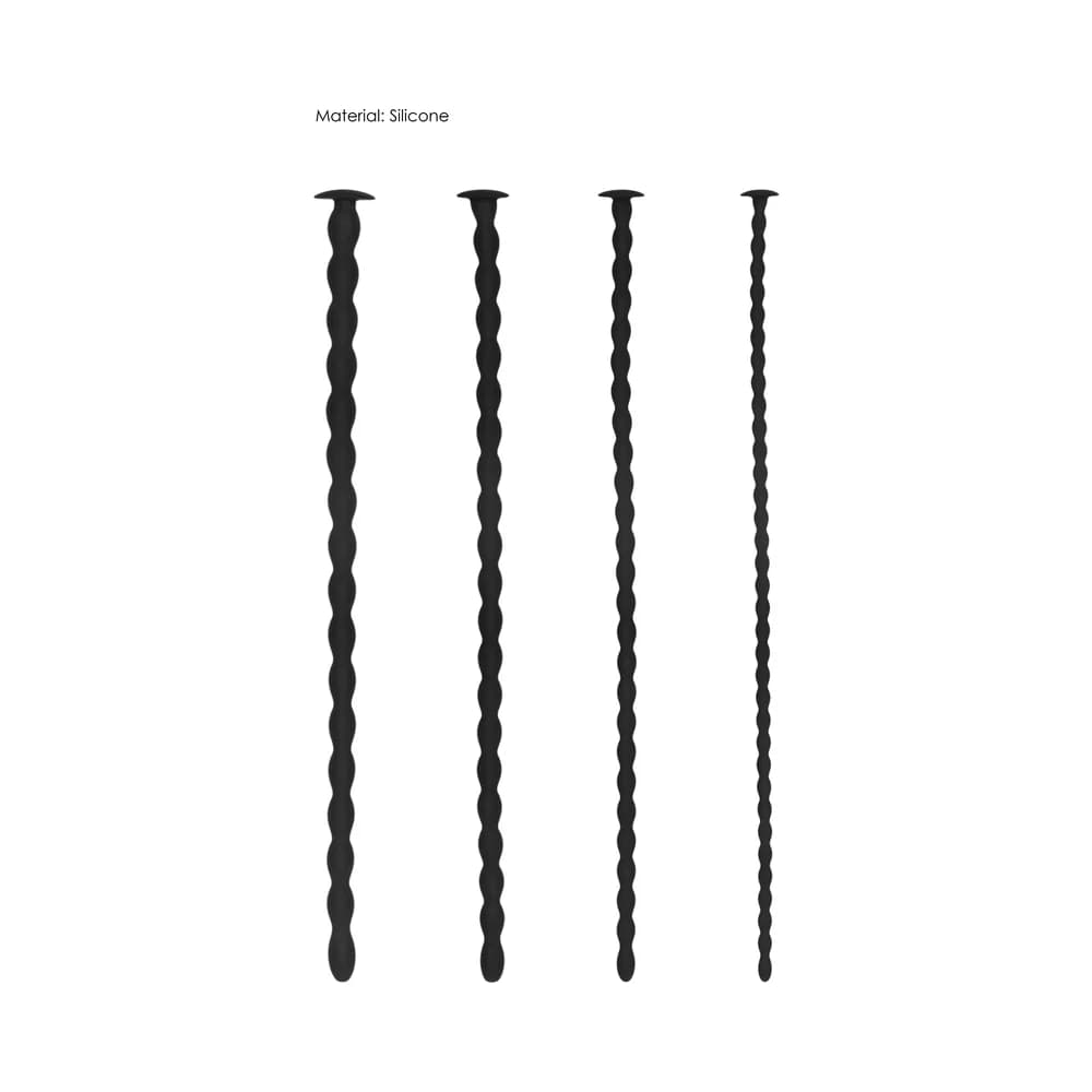 Ouch! Urethral Sounding Advanced Silicone Spiral Screw Plug Set Black 7 mm / 8 mm / 9 mm / 10 mm thumbnail 4