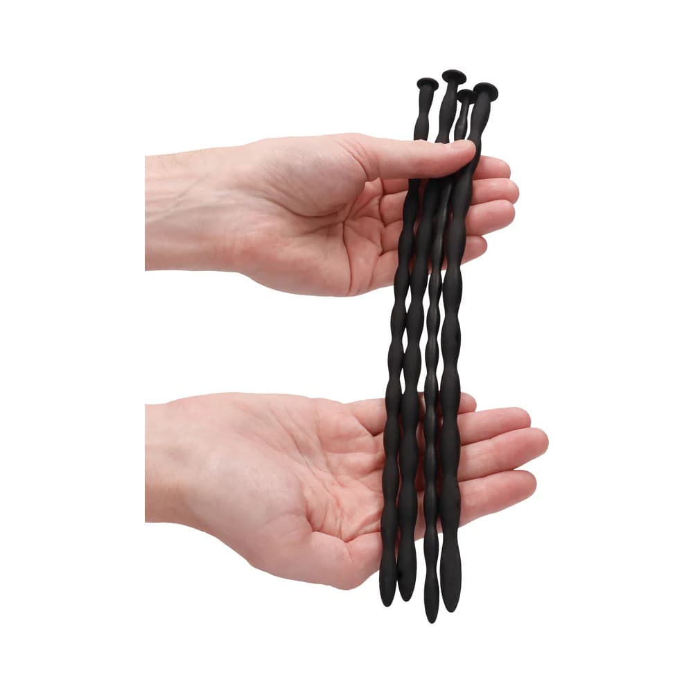 Ouch! Urethral Sounding Advanced Silicone Spiral Screw Plug Set Black 7 mm / 8 mm / 9 mm / 10 mm thumbnail 5