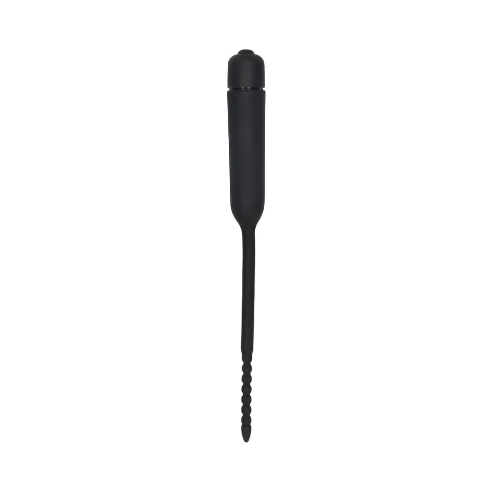 Ouch! Urethral Sounding Silicone Vibrating Bullet Plug With Beaded Tip Black 5.5 mm - 7 mm thumbnail 2