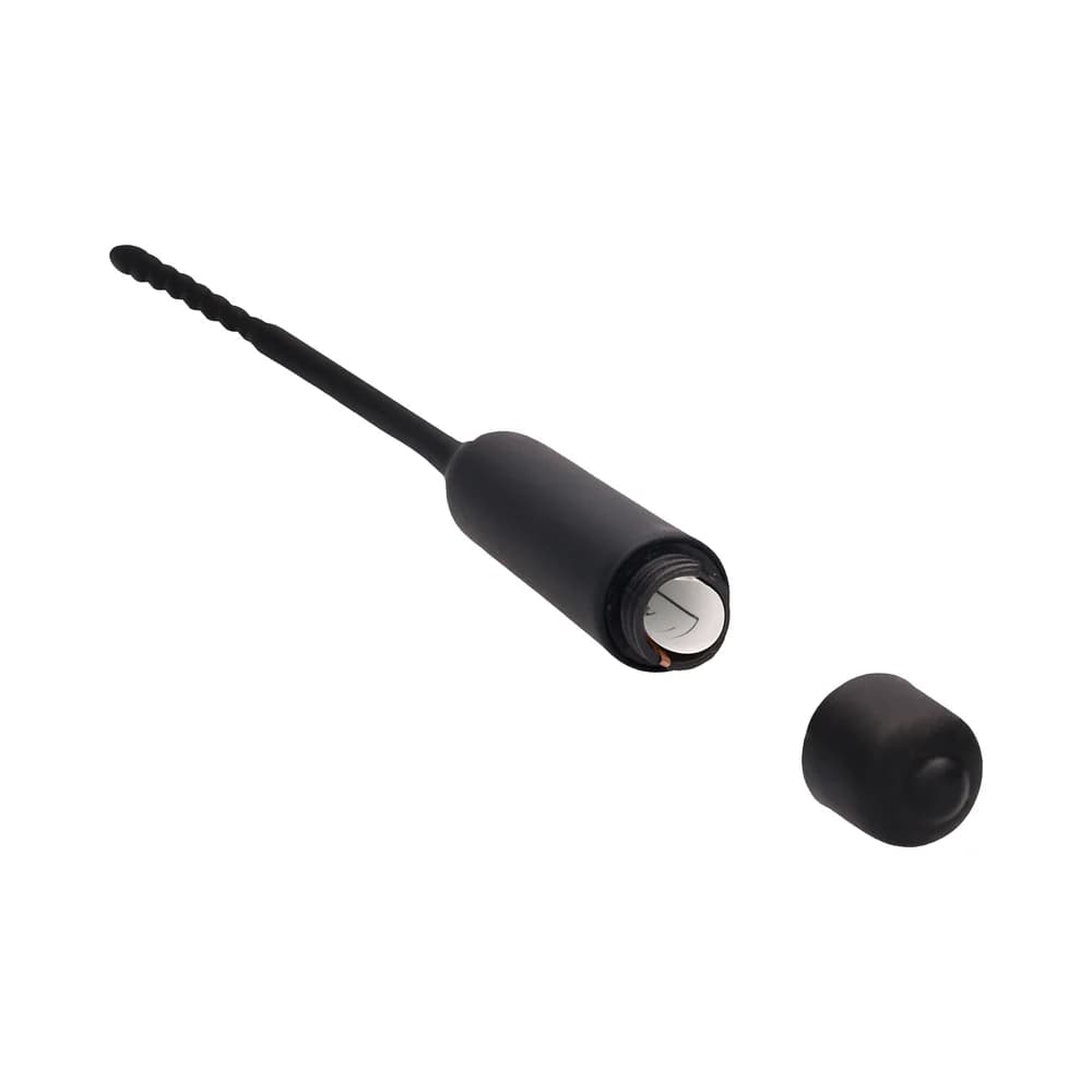Ouch! Urethral Sounding Silicone Vibrating Bullet Plug With Beaded Tip Black 5.5 mm - 7 mm thumbnail 4