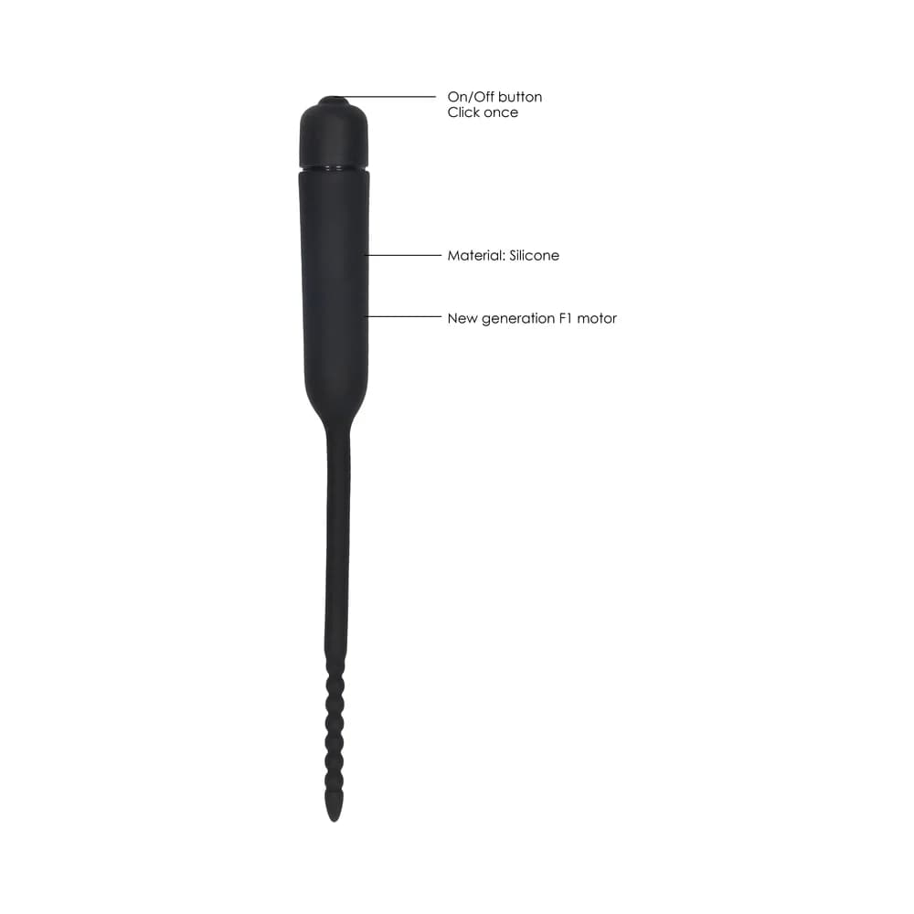 Ouch! Urethral Sounding Silicone Vibrating Bullet Plug With Beaded Tip Black 5.5 mm - 7 mm thumbnail 6