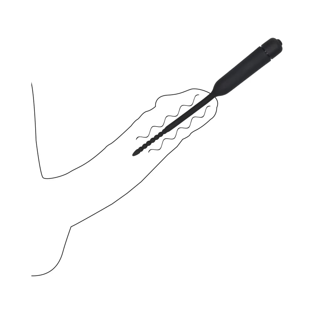 Ouch! Urethral Sounding Silicone Vibrating Bullet Plug With Beaded Tip Black 5.5 mm - 7 mm thumbnail 8