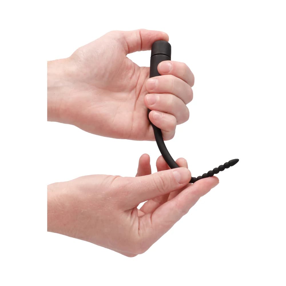 Ouch! Urethral Sounding Silicone Vibrating Bullet Plug With Beaded Tip Black 5.5 mm - 7 mm thumbnail 9