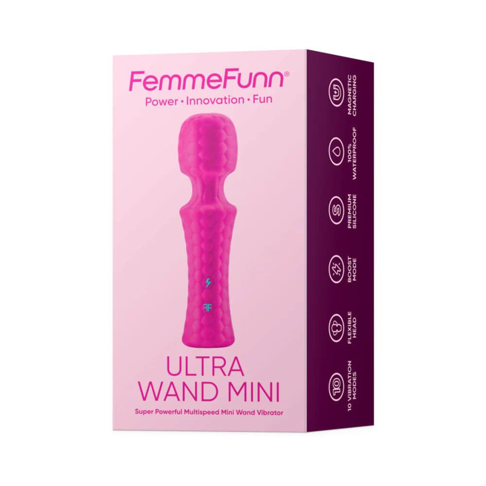 FemmeFunn Ultra Wand Mini Rechargeable Flexible Textured Silicone Vibrator Pink thumbnail 2