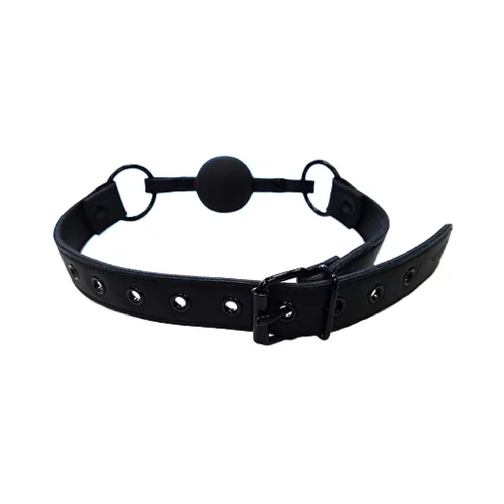 Rouge Leather Ball Gag Black with Black Accessories thumbnail 2