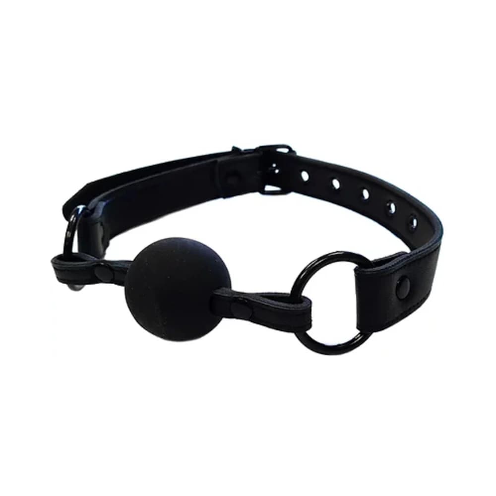 Rouge Leather Ball Gag Black with Black Accessories thumbnail 3
