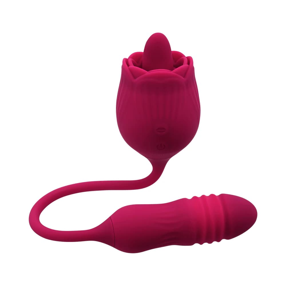 Evolved Wild Rose Rechargeable Dual-Ended Silicone Thrusting Egg & Flicking Tongue Vibrator Red thumbnail 7