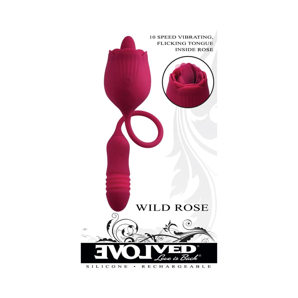 Evolved Wild Rose Rechargeable Dual-Ended Silicone Thrusting Egg & Flicking Tongue Vibrator Red thumbnail 9