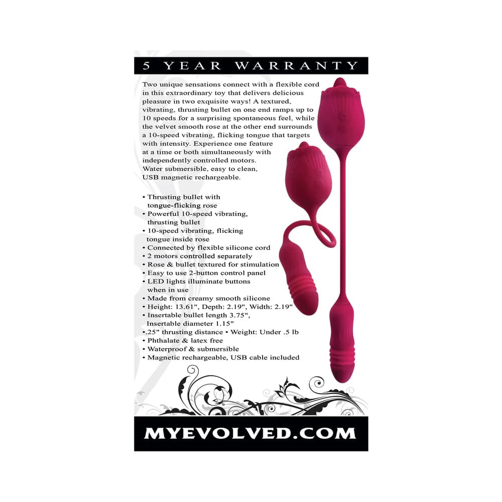 Evolved Wild Rose Rechargeable Dual-Ended Silicone Thrusting Egg & Flicking Tongue Vibrator Red thumbnail 10