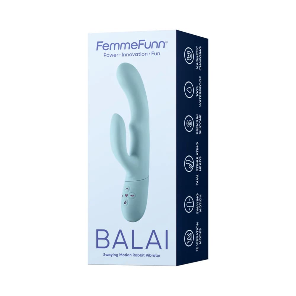 FemmeFunn Balai Rechargeable Silicone Swaying Motion Dual Stimulation Vibrator Light Blue thumbnail 2