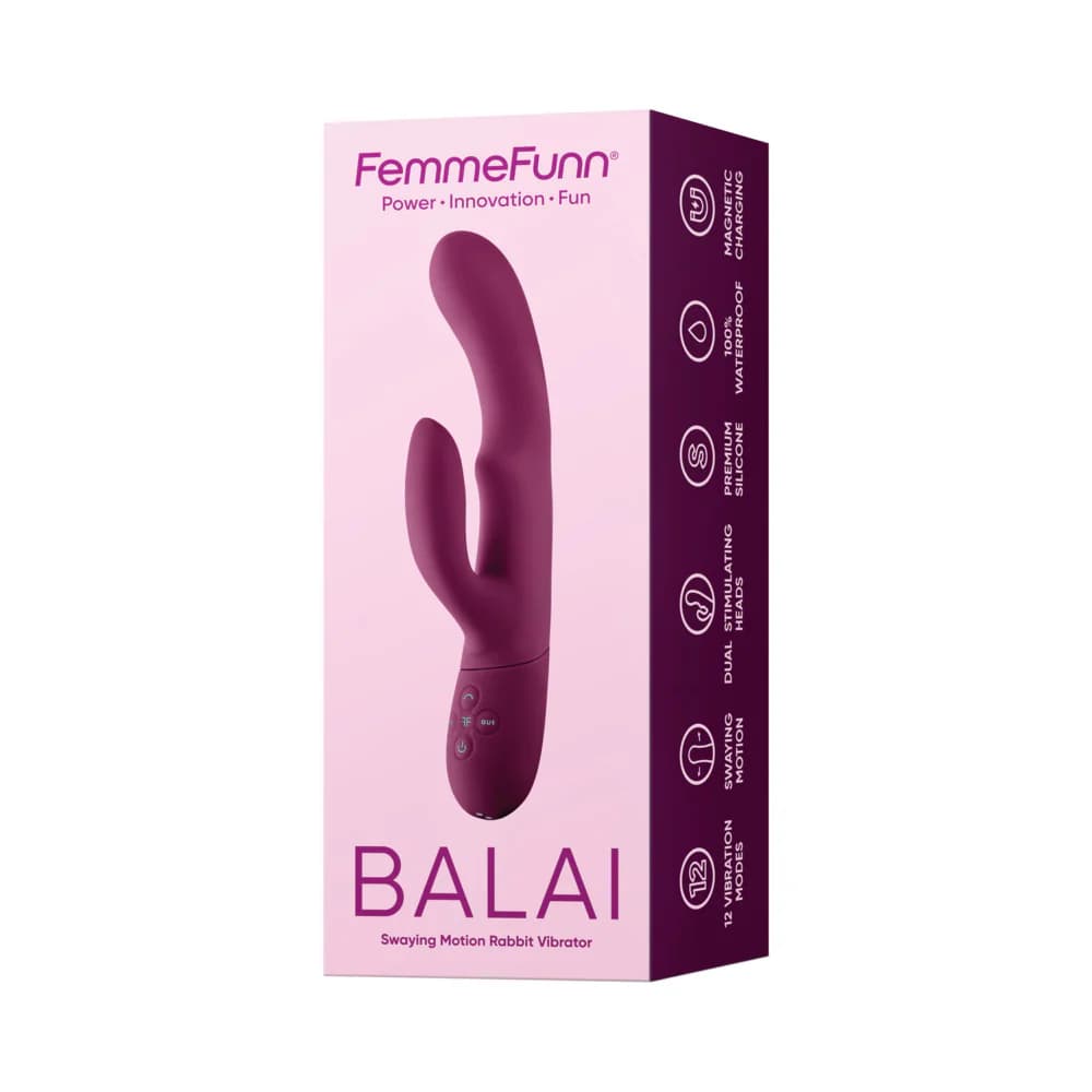 FemmeFunn Balai Rechargeable Silicone Swaying Motion Dual Stimulation Vibrator Dark Fuchsia thumbnail 2