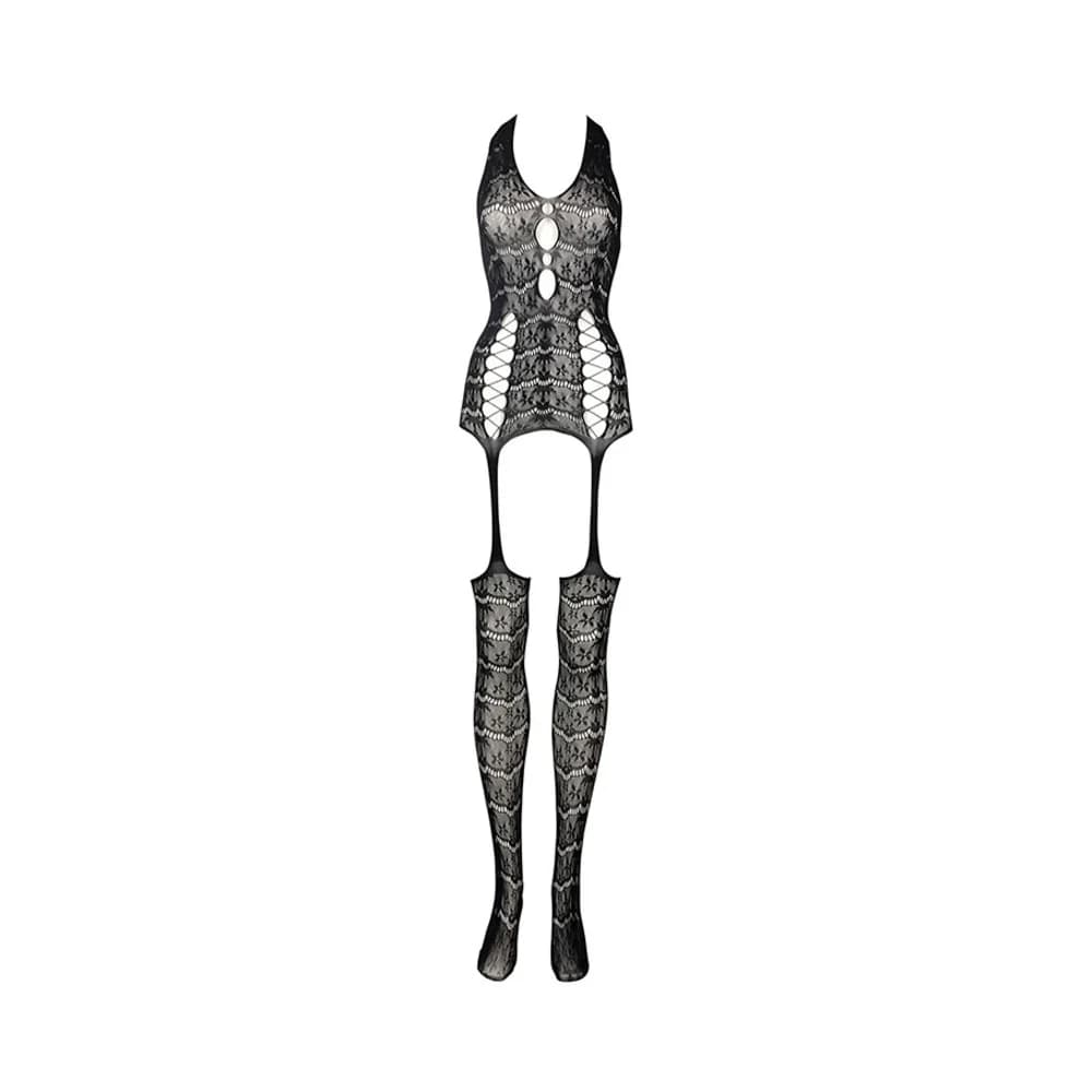 Le Desir Lace Suspender Bodystocking Black O/S thumbnail 5