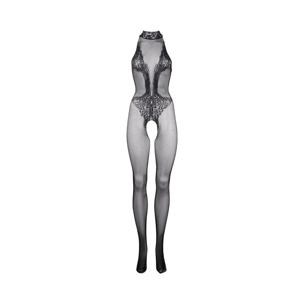 Le Desir Fishnet & Lace High-Neck Bodystocking Black O/S thumbnail 4