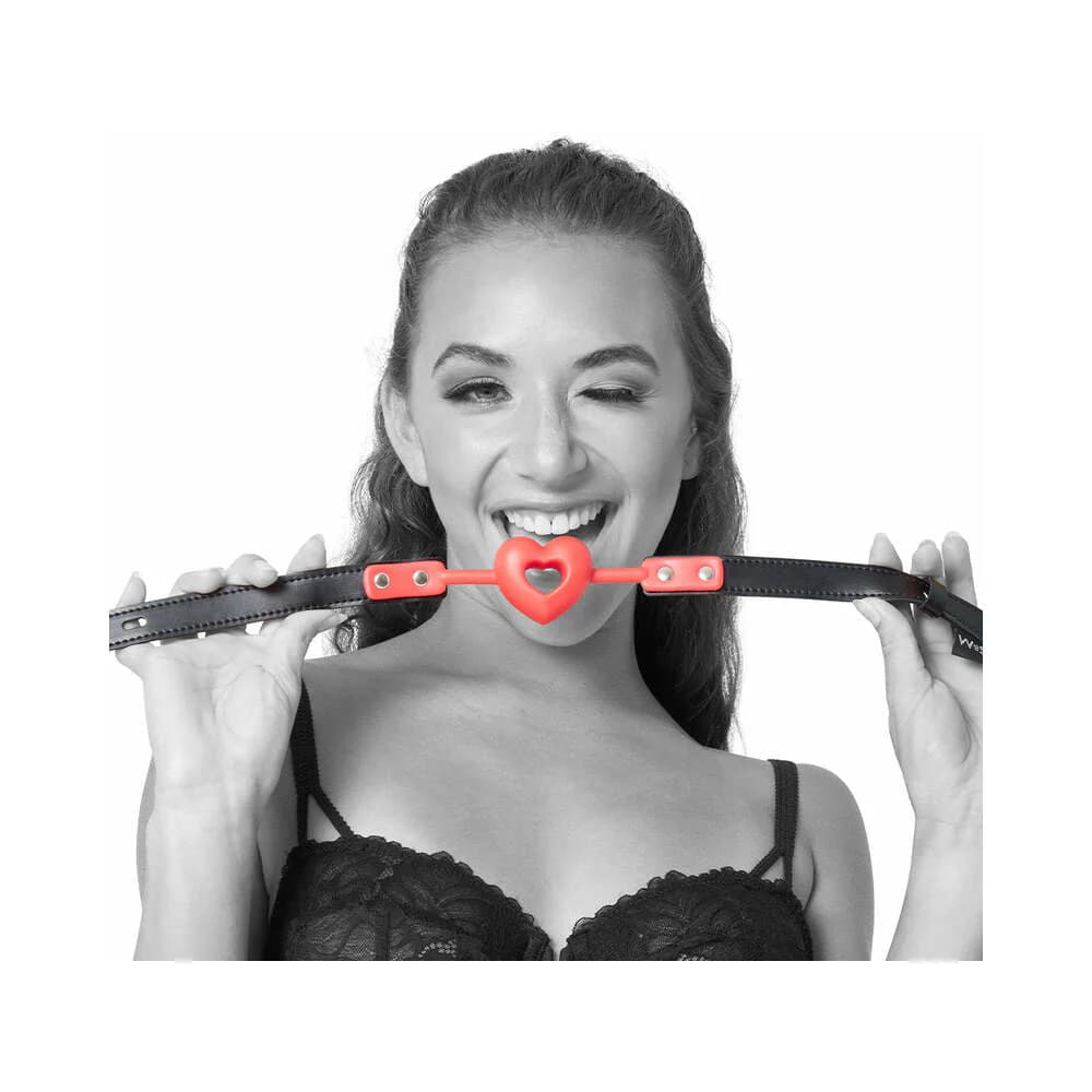 Sportsheets Sex & Mischief Amor Breathable Heart-Shaped Silicone Ball Gag Red thumbnail 3